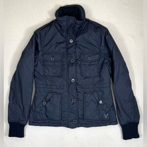 AMERICAN EAGLE OUTFITTERS Utility Quilted Interior Full Zip Jacket Navy Small